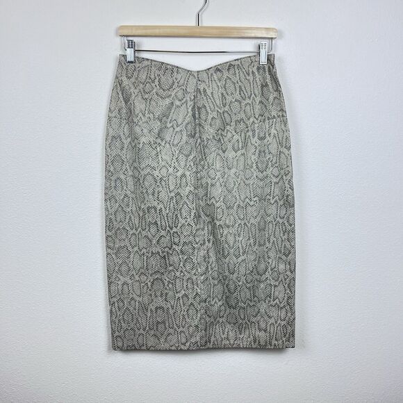 Vintage Vakko Skirt Womens Eight Leather Snakeskin Pencil Midi 80s